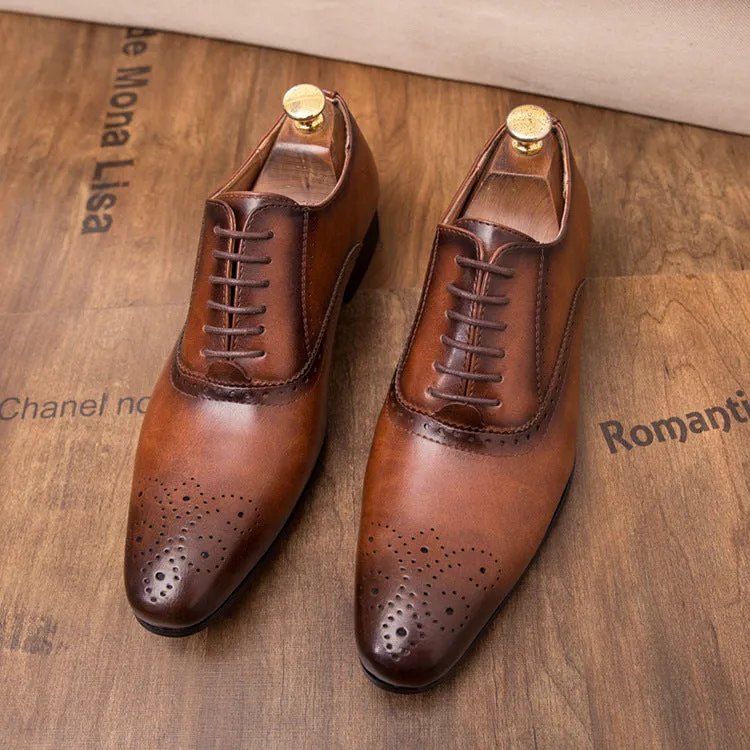Men Pointed Oxfords Lace-Up Designer Formal Shoes