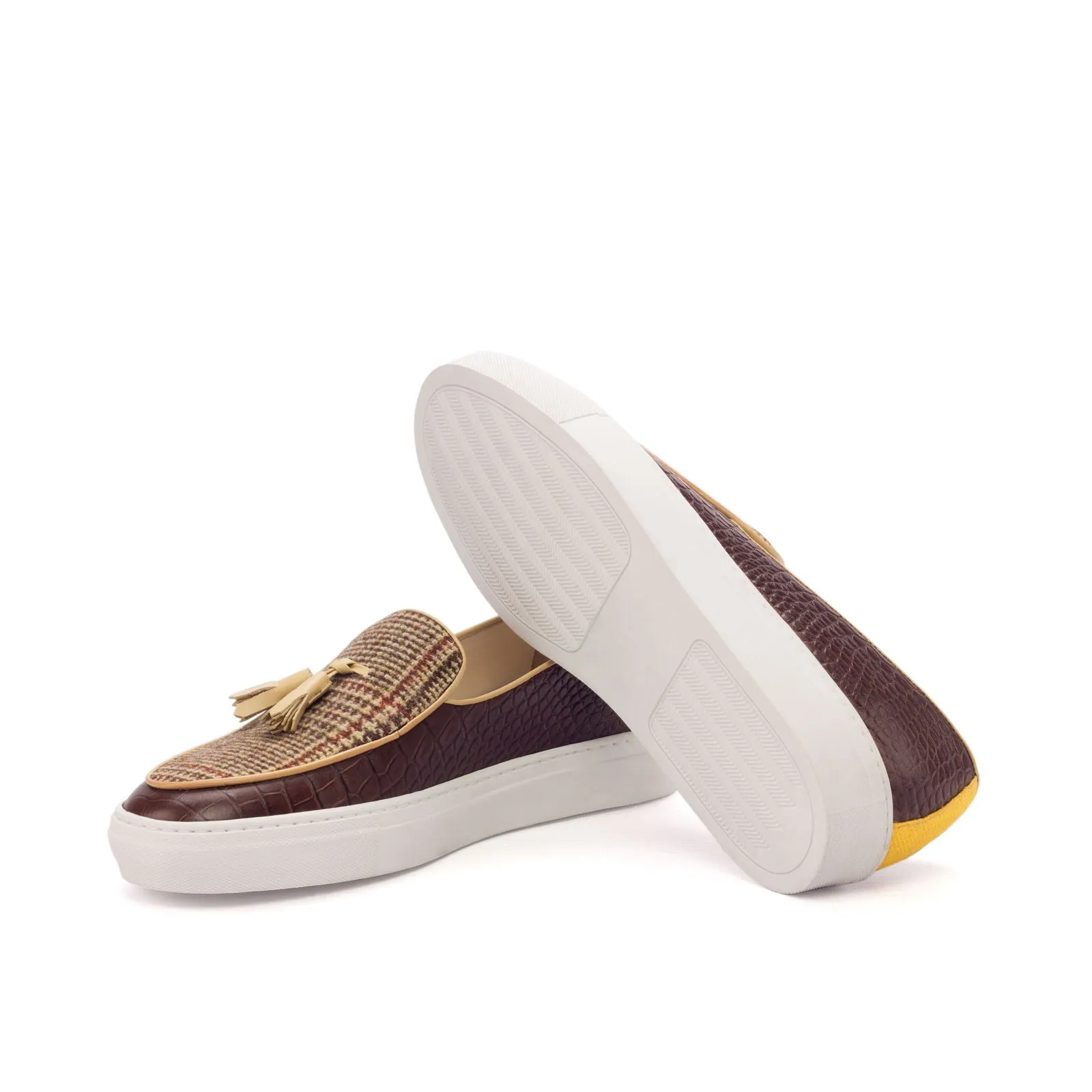 Men's Belgian Sneaker Leather Wide Plus Size Yellow Brown 3164