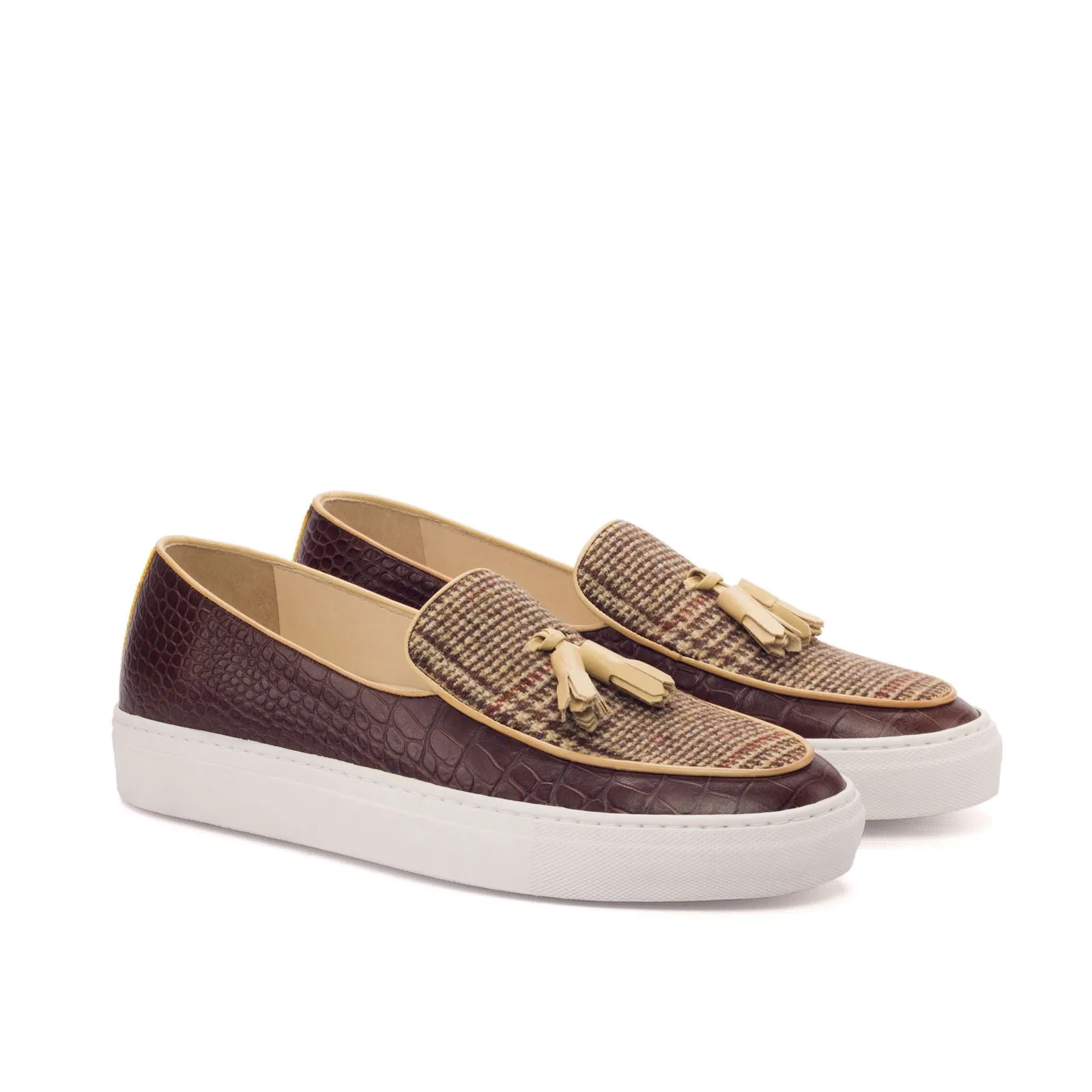 Men's Belgian Sneaker Leather Wide Plus Size Yellow Brown 3164