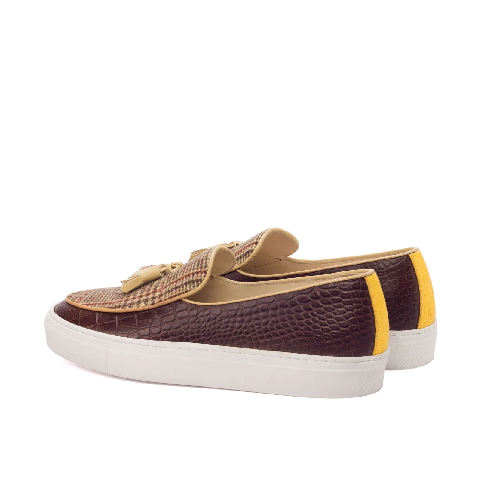 Men's Belgian Sneaker Leather Wide Plus Size Yellow Brown 3164