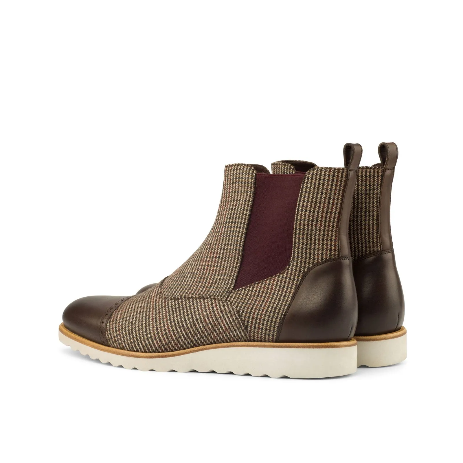 Men's Chelsea Multi Leather Boots Wide Plus Size Brown Dark Brown 3820