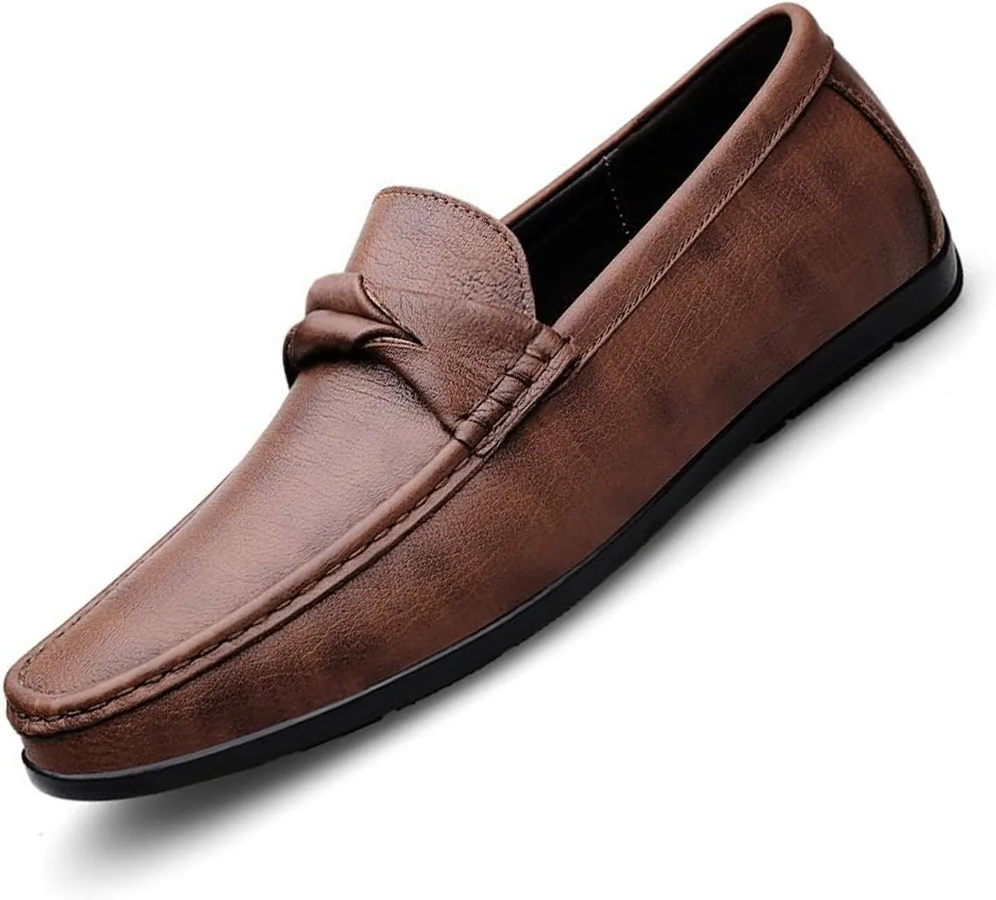 Men's Classic Leather Dress Shoes Slip-On Walking Business Formal Work Pointed Toe Genuine Leather Oxford Shoes