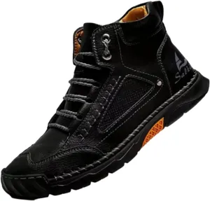 Men's Comfortable Handmade Leather Boots, Stylish hand-stitched Waterproof Arch Support Ankle boots