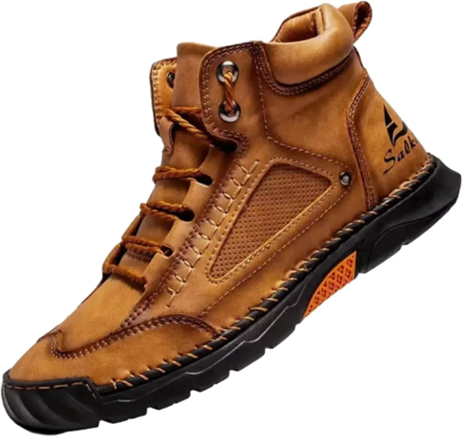 Men's Comfortable Handmade Leather Boots, Stylish hand-stitched Waterproof Arch Support Ankle boots