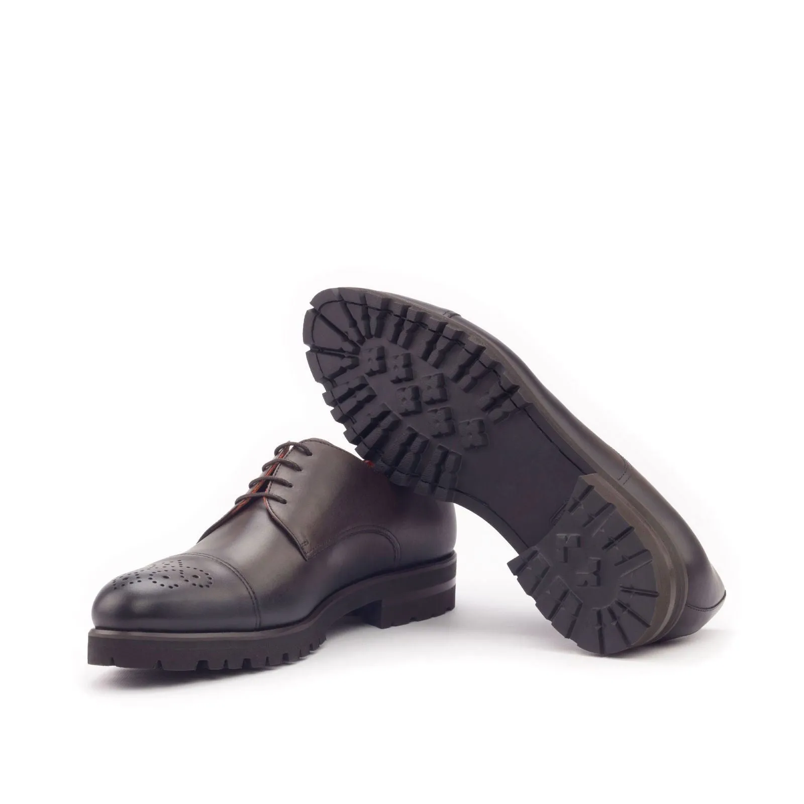 Men's Derby Leather Shoes Wide Plus Size Dark Brown 2996