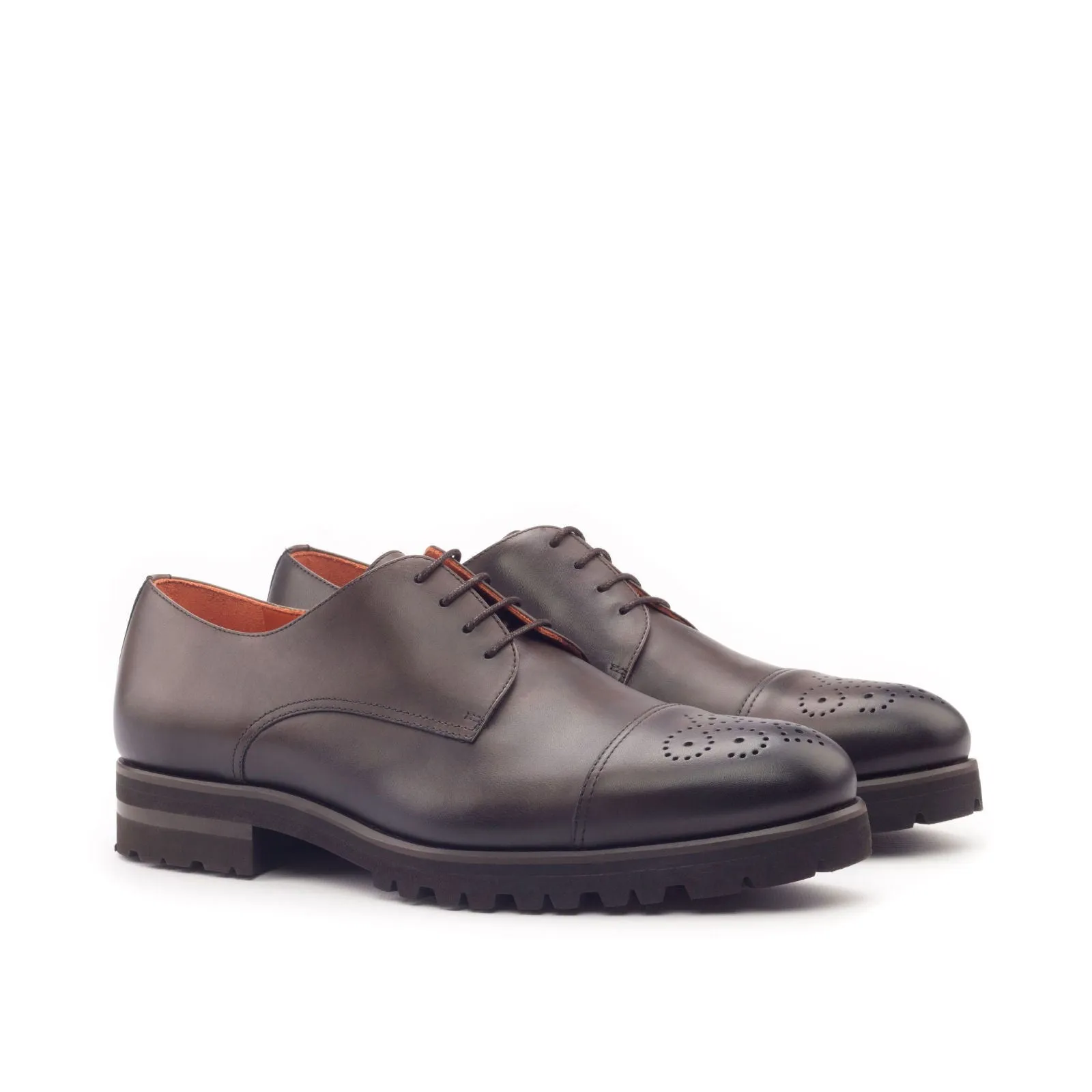 Men's Derby Leather Shoes Wide Plus Size Dark Brown 2996