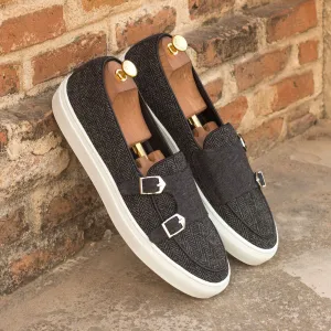 Men's Double Monk Sneakers Wide Plus Size Grey 3781