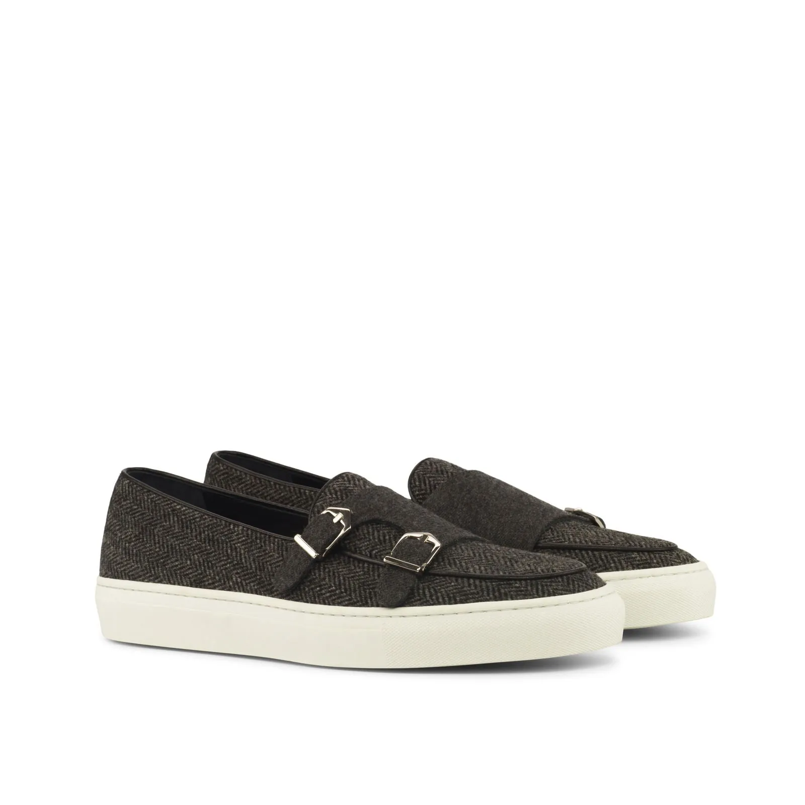Men's Double Monk Sneakers Wide Plus Size Grey 3781
