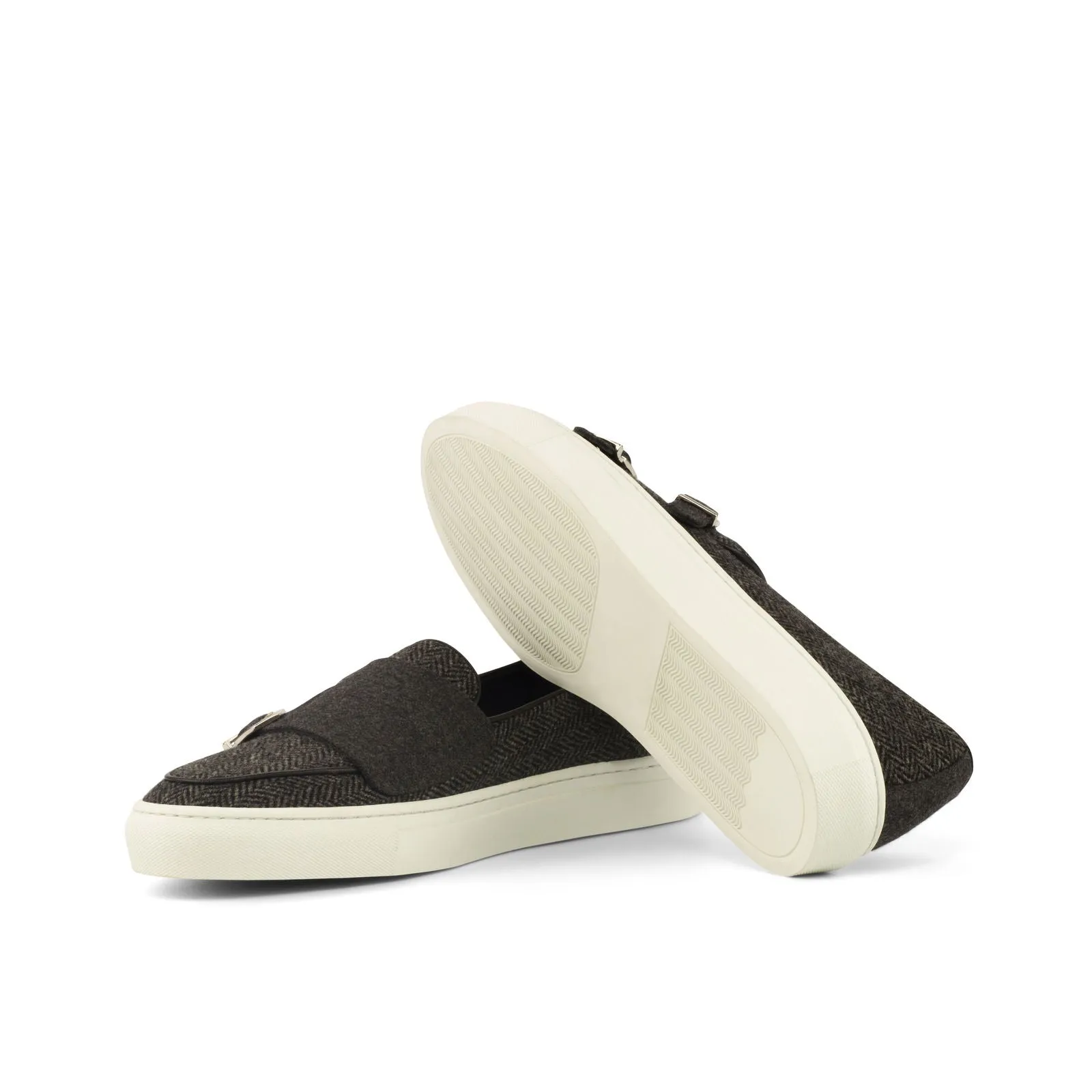 Men's Double Monk Sneakers Wide Plus Size Grey 3781