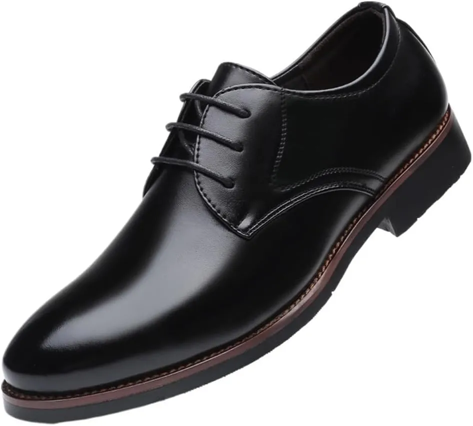 Men's Formal Business Dress Shoes Leather Lace Up Classic Office Wear Comfortable Wedding Non Slip Genuine Leather
