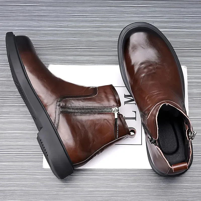 Men's Genuine Leather Ankle Chelsea Boots