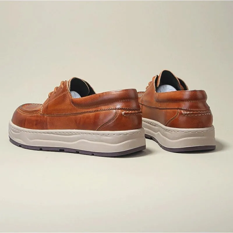 Men's Genuine Leather Hand Stitched Dress Oxfords Fashion Plain Toe Lace up Low Top for Business Dinners