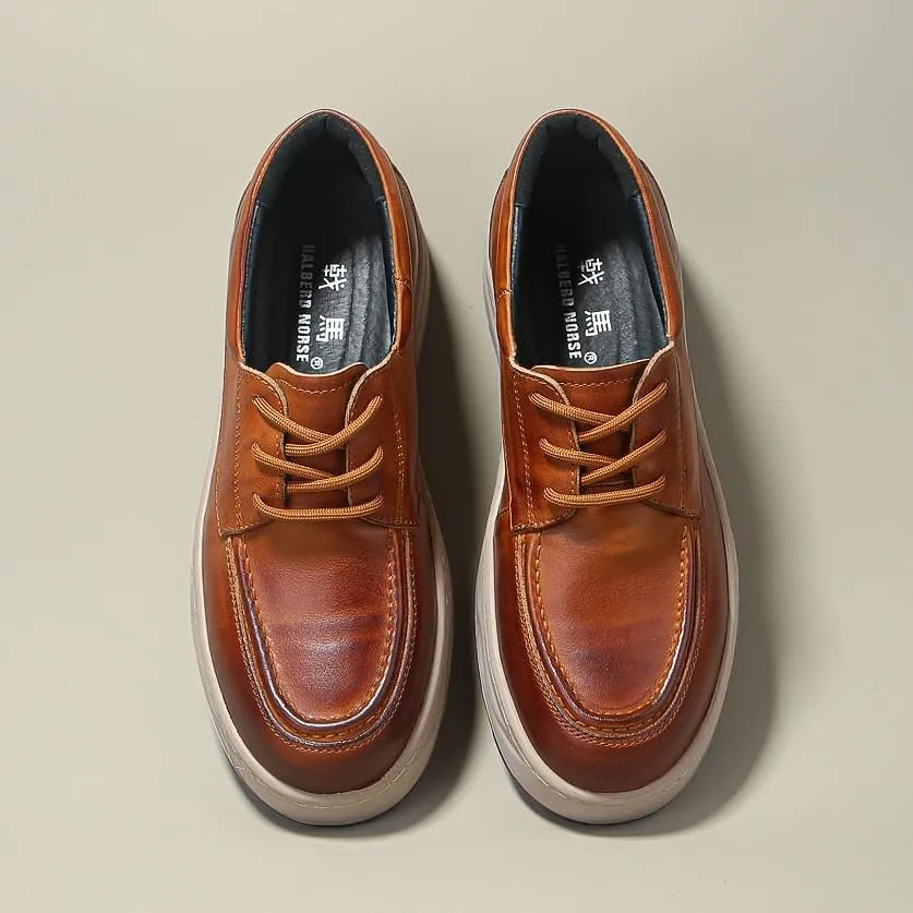 Men's Genuine Leather Hand Stitched Dress Oxfords Fashion Plain Toe Lace up Low Top for Business Dinners