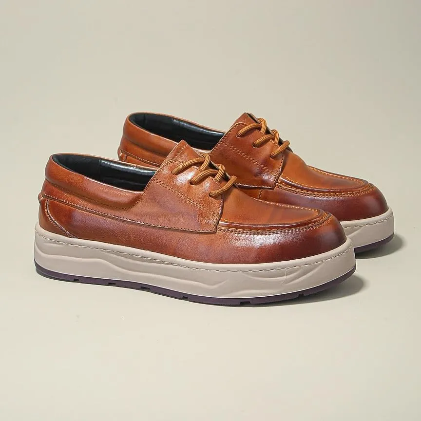 Men's Genuine Leather Hand Stitched Dress Oxfords Fashion Plain Toe Lace up Low Top for Business Dinners