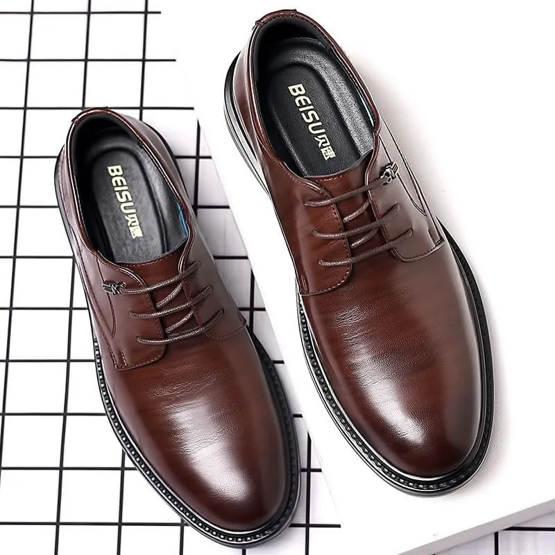 Men's Genuine Leather Hand Stitched Dress Oxfords Formal Business Office Derby Shoes Classic Men