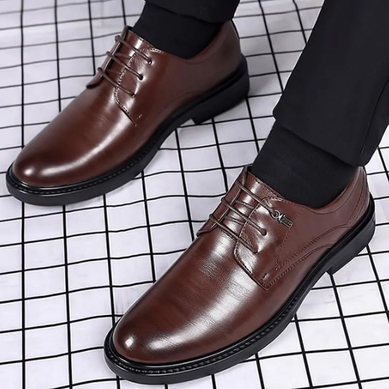 Men's Genuine Leather Hand Stitched Dress Oxfords Formal Business Office Derby Shoes Classic Men