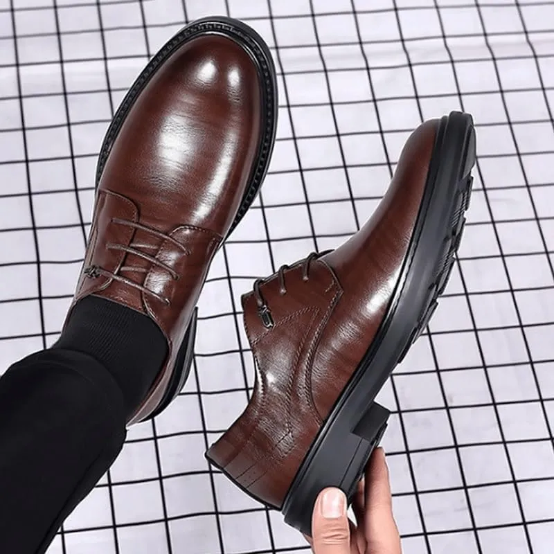Men's Genuine Leather Hand Stitched Dress Oxfords Formal Business Office Derby Shoes Classic Men
