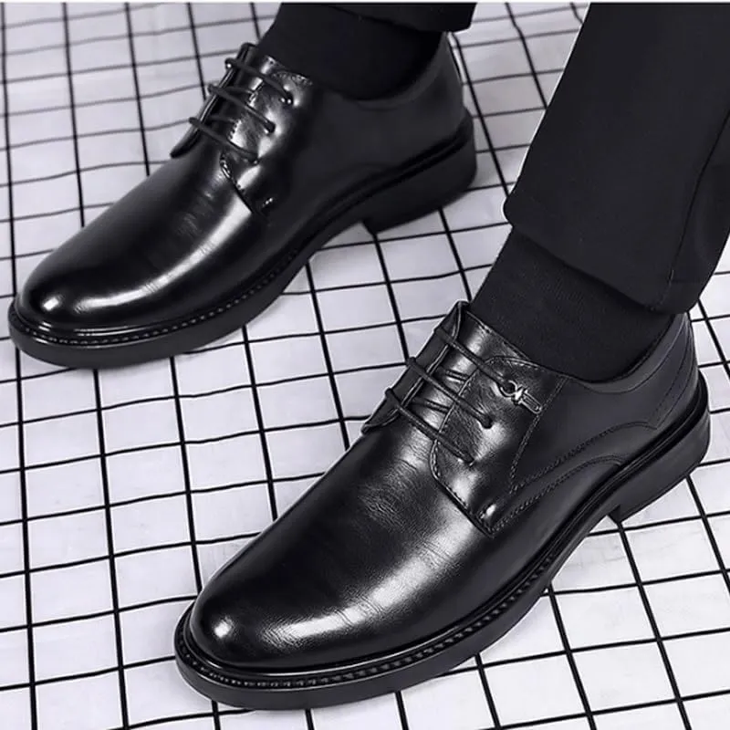 Men's Genuine Leather Hand Stitched Dress Oxfords Formal Business Office Derby Shoes Classic Men