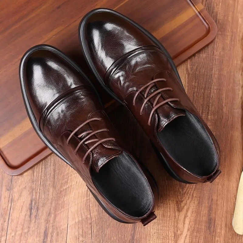 Men's Genuine Leather Hand Stitched Dress Oxfords Formal Business Office Derby Shoes