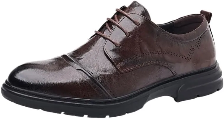 Men's Genuine Leather Hand Stitched Dress Oxfords Formal Business Office Derby Shoes