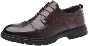 Men's Genuine Leather Hand Stitched Dress Oxfords Formal Business Office Derby Shoes