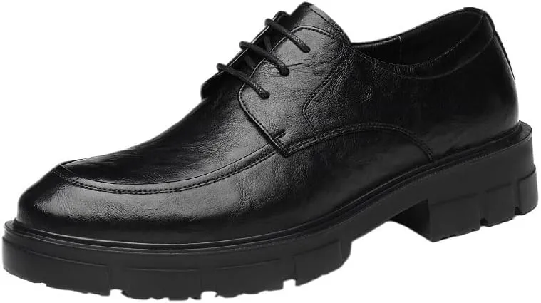 Men's Genuine Leather Hand Stitched Dress Oxfords Retro Comfortable Business Non-Slip Softsole Walking Derby Shoes