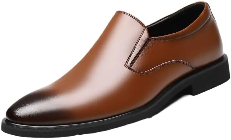 Men's Genuine Leather Platform Slip-On Oxfords Mens Business Casual Loafers Patent Leather Formal Oxford Slip On Dress Shoes