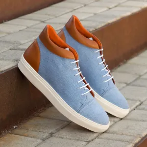 Men's High Top Sneakers Wide Plus Size Blue 3374