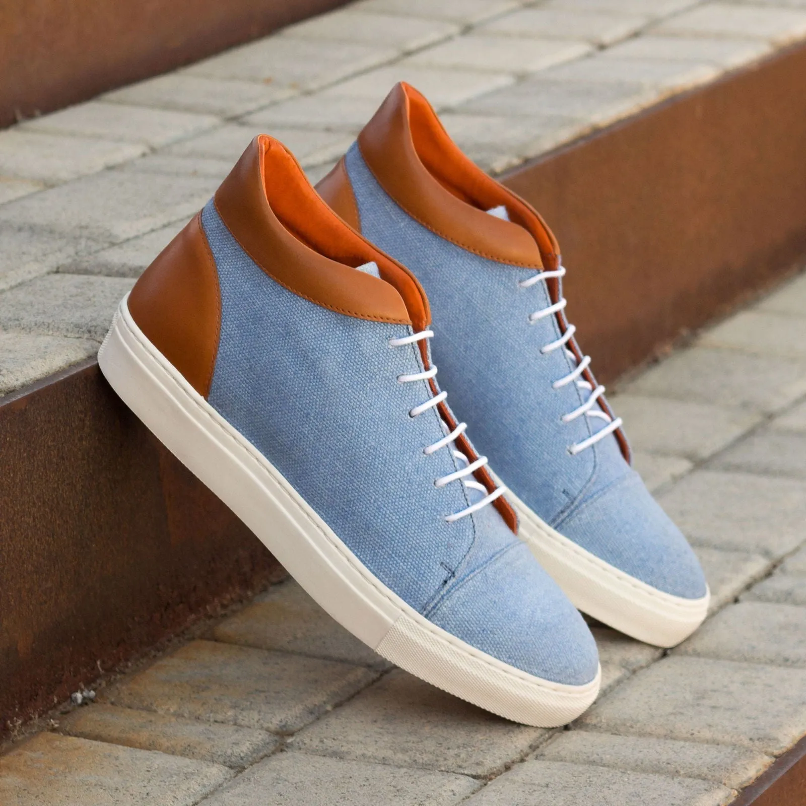 Men's High Top Sneakers Wide Plus Size Blue 3374