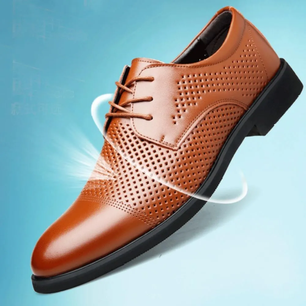Men's Invisible Height Increasing Elevator Shoes, Lace-up Breathable Leather Dress Oxfords, Patent Leather Formal Wedding & Prom Shoes with Heels