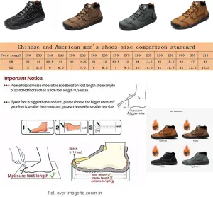 Men's Leather Casual Lace Up Hand-stitched Nude boots,Plus Size Breathable Arch Support Flat Work Driving Shoes