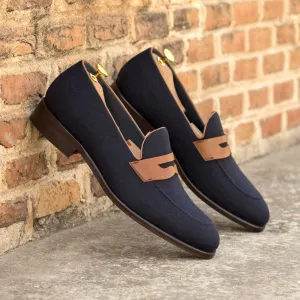 Men's Loafer Leather Shoes Wide Plus Size Blue Brown 5394