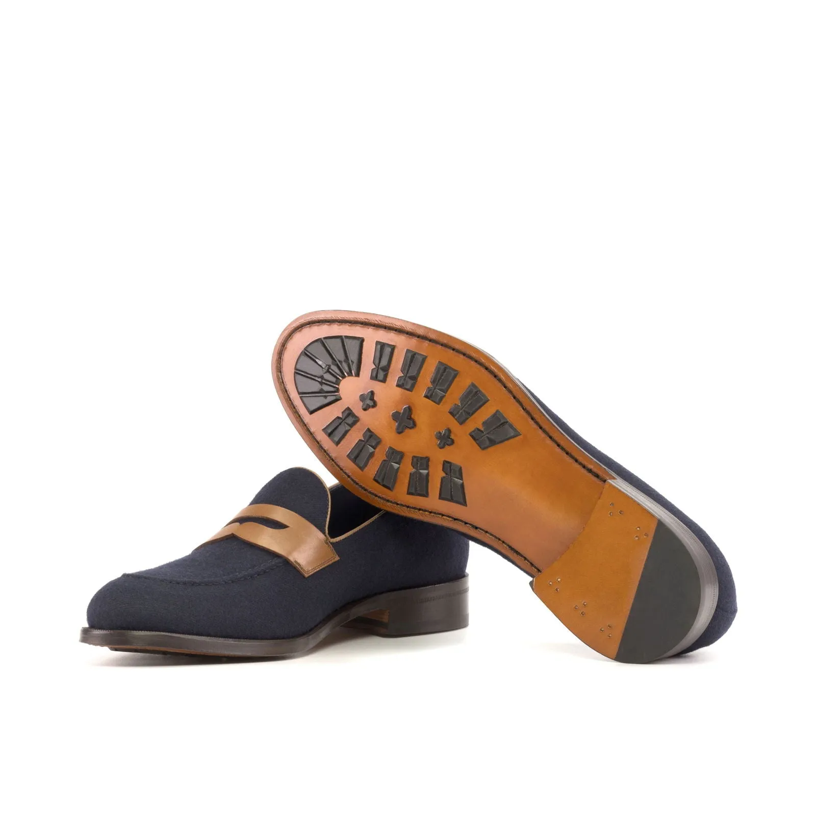 Men's Loafer Leather Shoes Wide Plus Size Blue Brown 5394