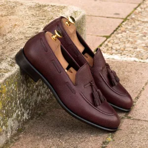 Men's Loafer Leather Shoes Wide Plus Size Burgundy 3935