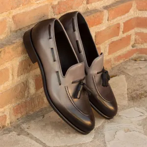 Men's Loafer Leather Shoes Wide Plus Size Grey Black 2445