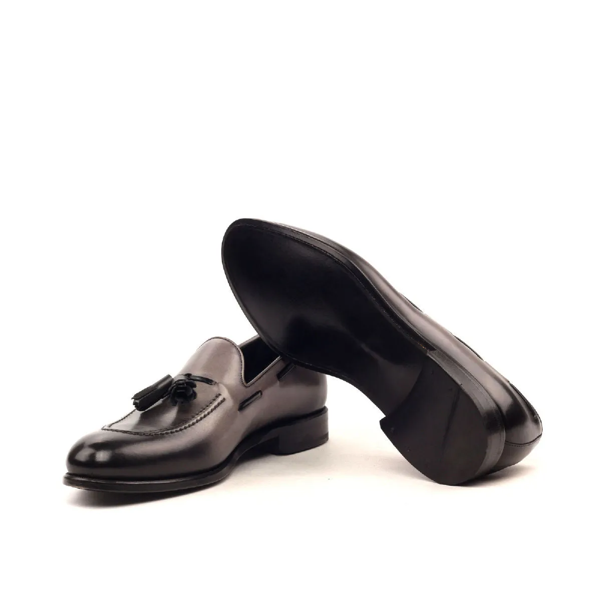 Men's Loafer Leather Shoes Wide Plus Size Grey Black 2445