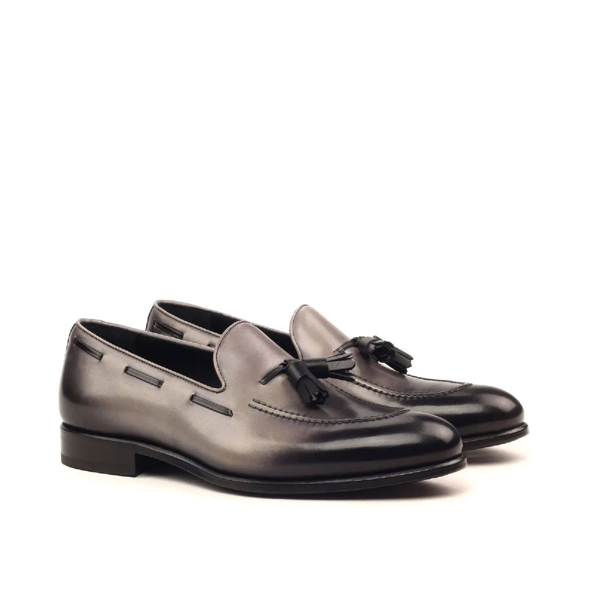 Men's Loafer Leather Shoes Wide Plus Size Grey Black 2445