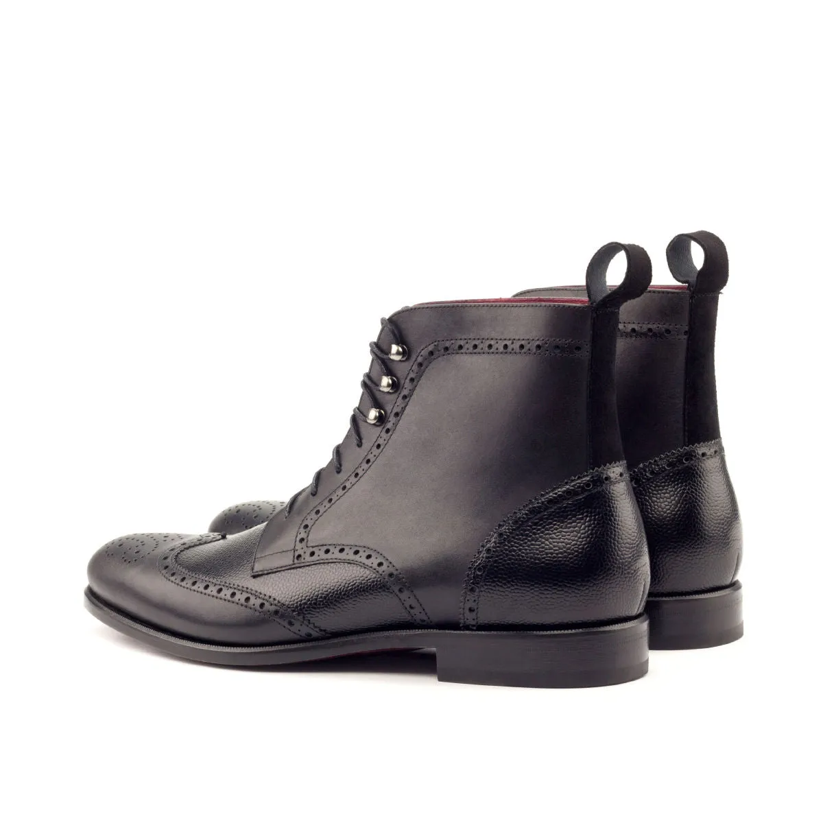 Men's Military Brogue Leather Boots Wide Plus Size Black 2724
