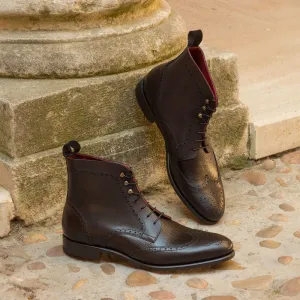 Men's Military Brogue Leather Boots Wide Plus Size Black 2724