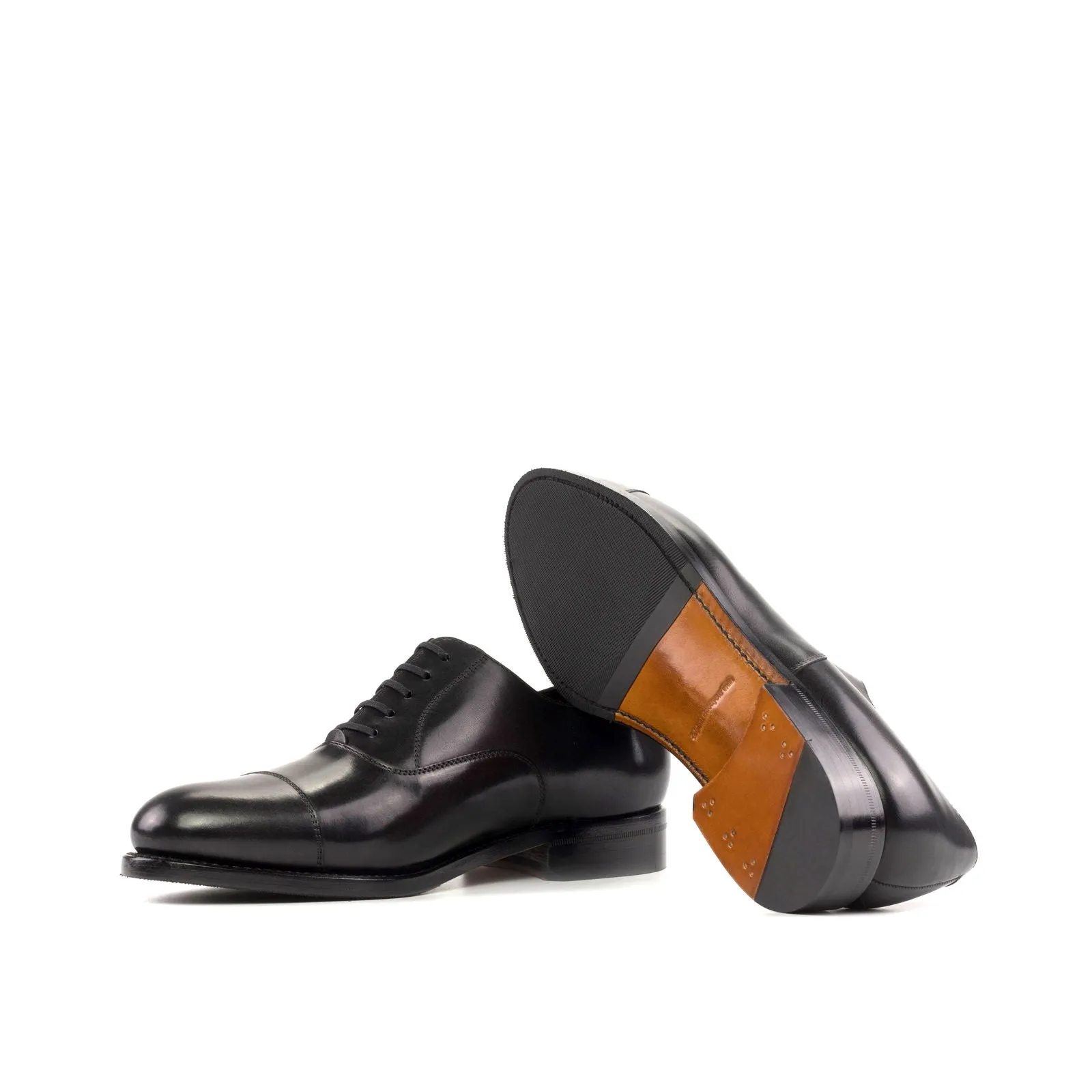 Men's Oxford Leather Shoes Goodyear Welt Wide Plus Size Black 5292