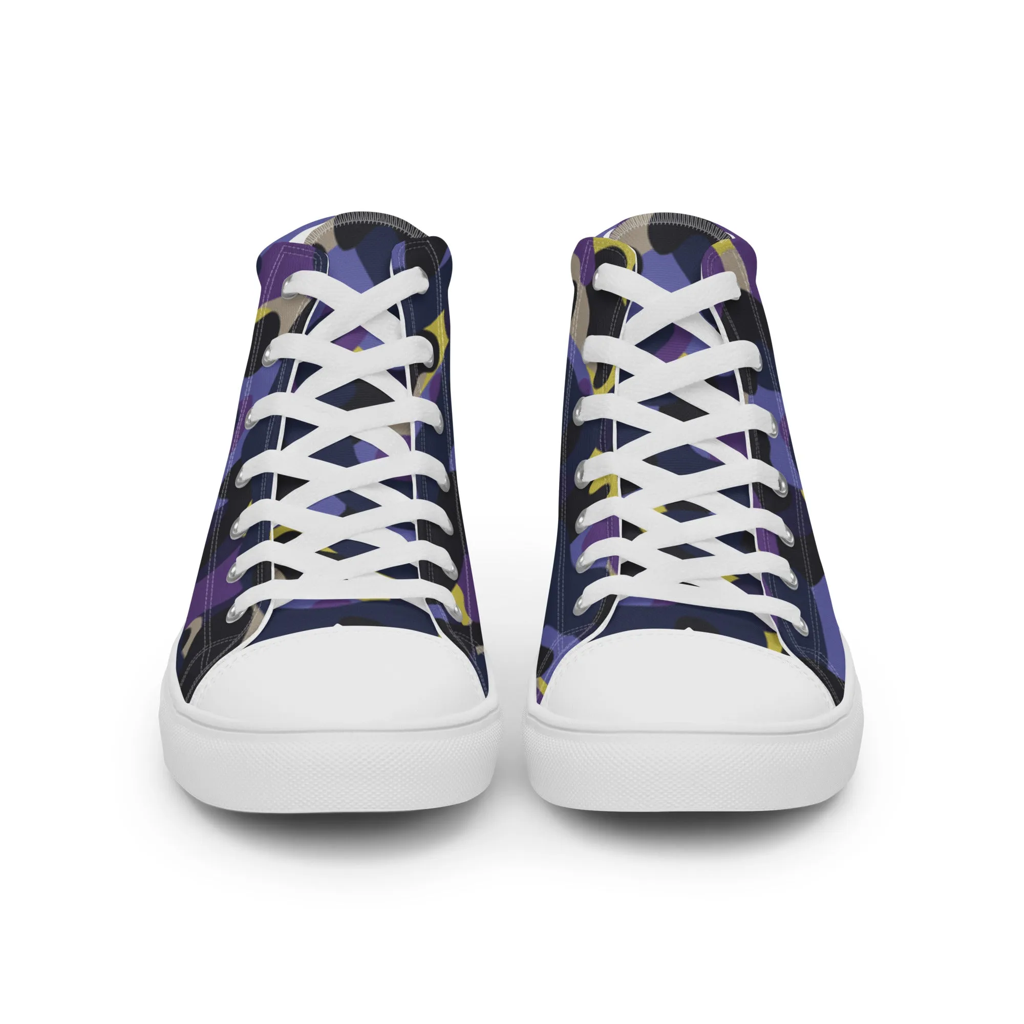 Men’s Purple Blue Black Camo high top canvas shoes
