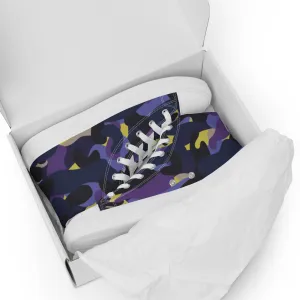 Men’s Purple Blue Black Camo high top canvas shoes