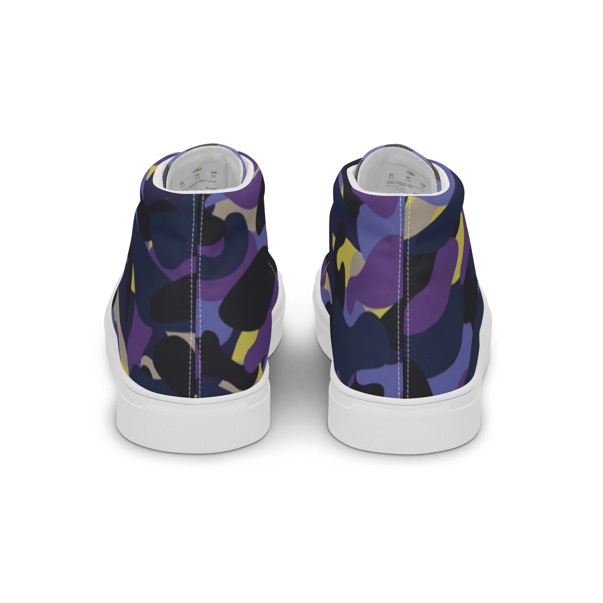 Men’s Purple Blue Black Camo high top canvas shoes