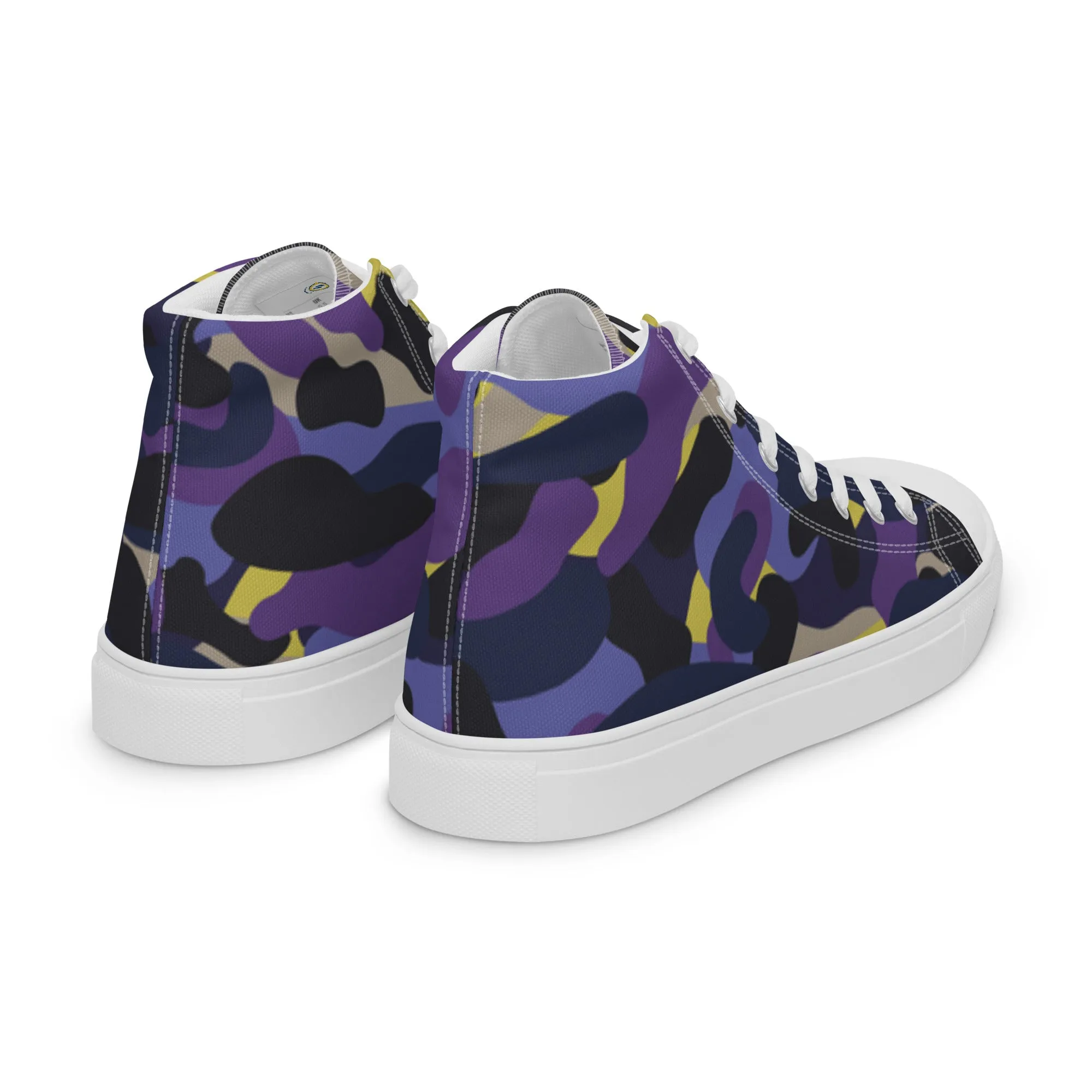 Men’s Purple Blue Black Camo high top canvas shoes
