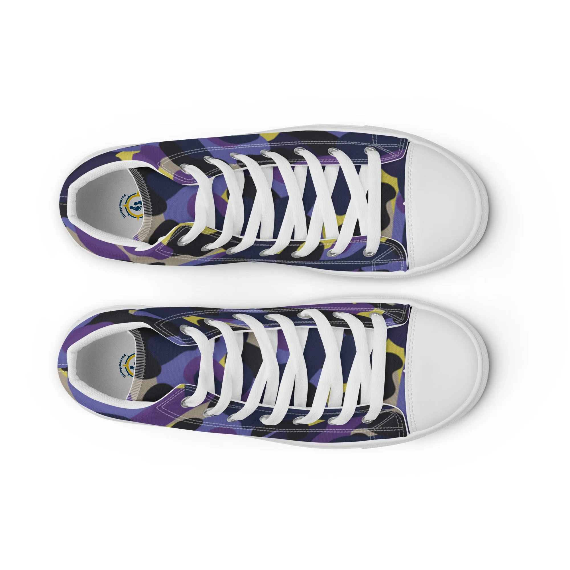 Men’s Purple Blue Black Camo high top canvas shoes