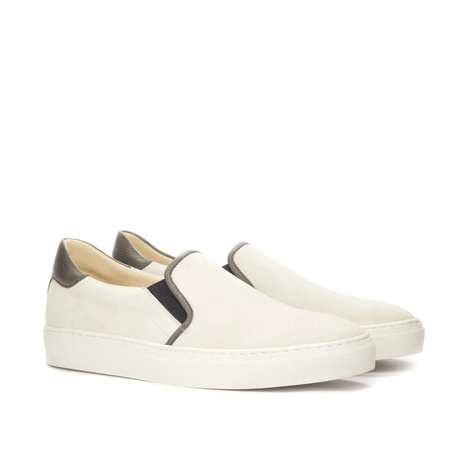 Men's Slip On Leather Shoes Wide Plus Size White 3411