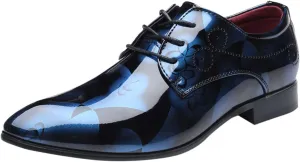 Mens Slip on Shoes Wide Leather Classical Style Shoes for Men Slip On PU Leather Low Rubber Sole Block Heel Work Leather Casual Mens Shoes Wide (Blue, 13.5)