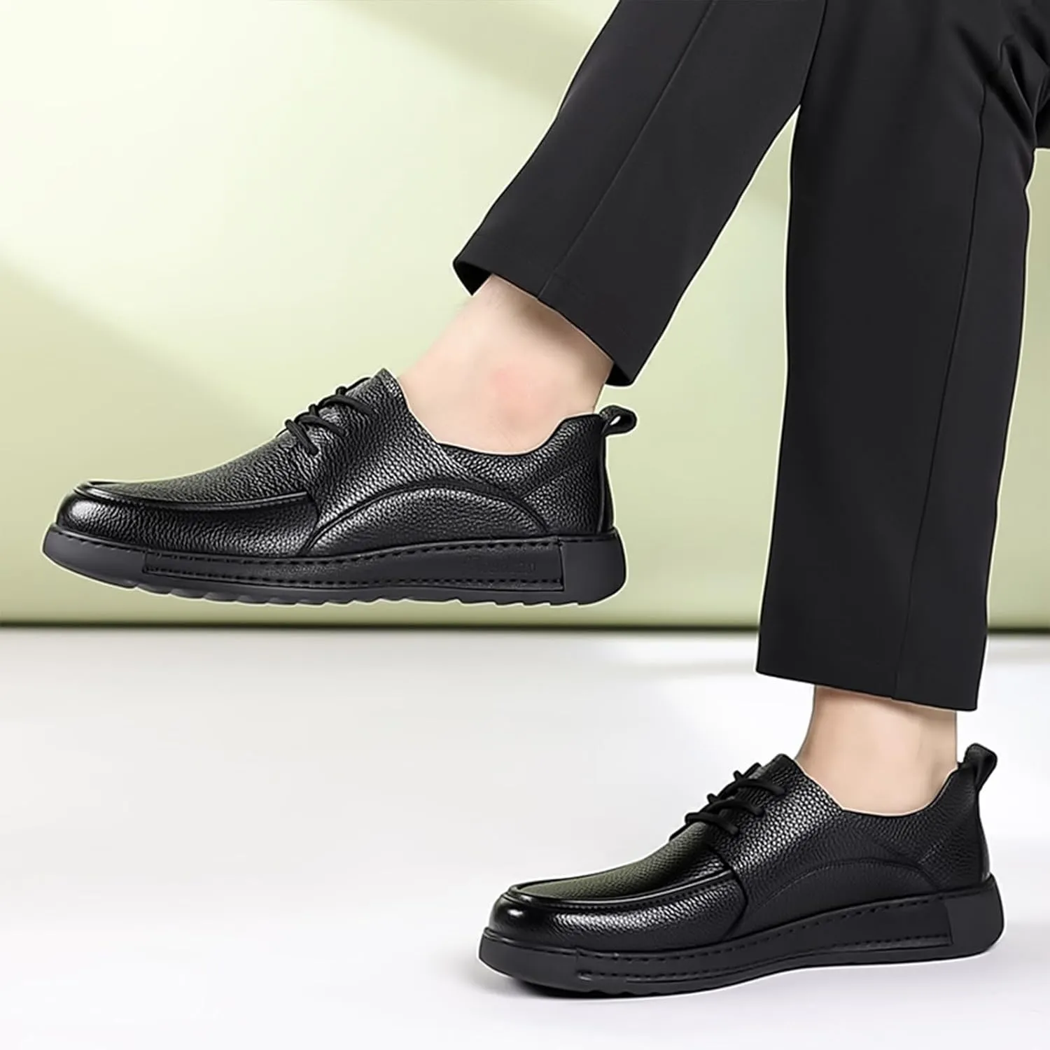 Men's Soft Leather Oxford Dress Shoes Casual Lace Up Hand Stitched Breathable Derby Shoes for Business Office Formal