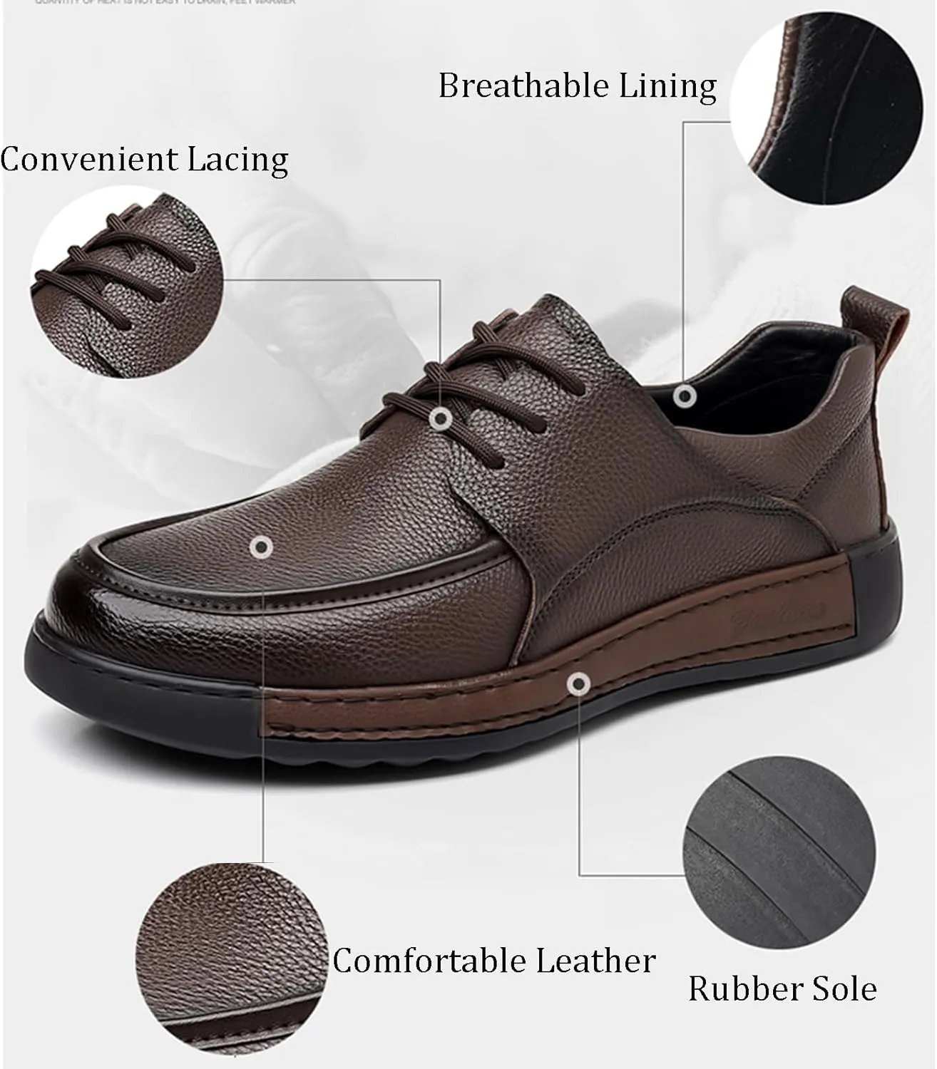 Men's Soft Leather Oxford Dress Shoes Casual Lace Up Hand Stitched Breathable Derby Shoes for Business Office Formal
