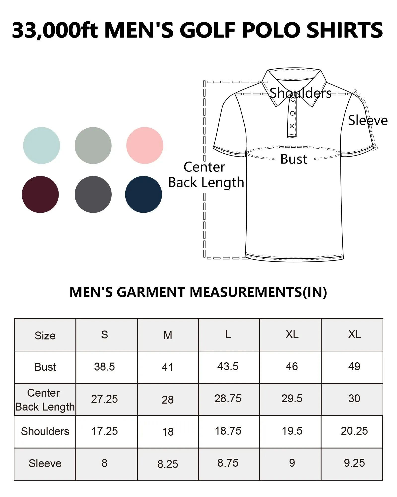 Men's UPF50  Golf Polo Short Sleeve Collared Quick Dry T-Shirt